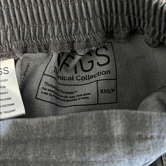 Figs Yola High Waisted Skinny Scrub Pants Gray Turquoise Drawstring XXS Petite - Picture 6 of 6